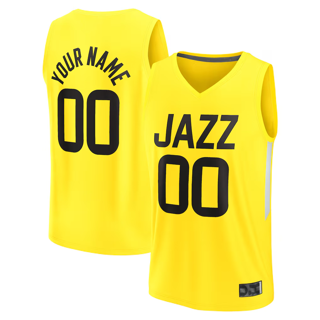 Trusc Custom U.Jazz Fanatics Yellow Fast Break Replica Jerseys - Icon Edition