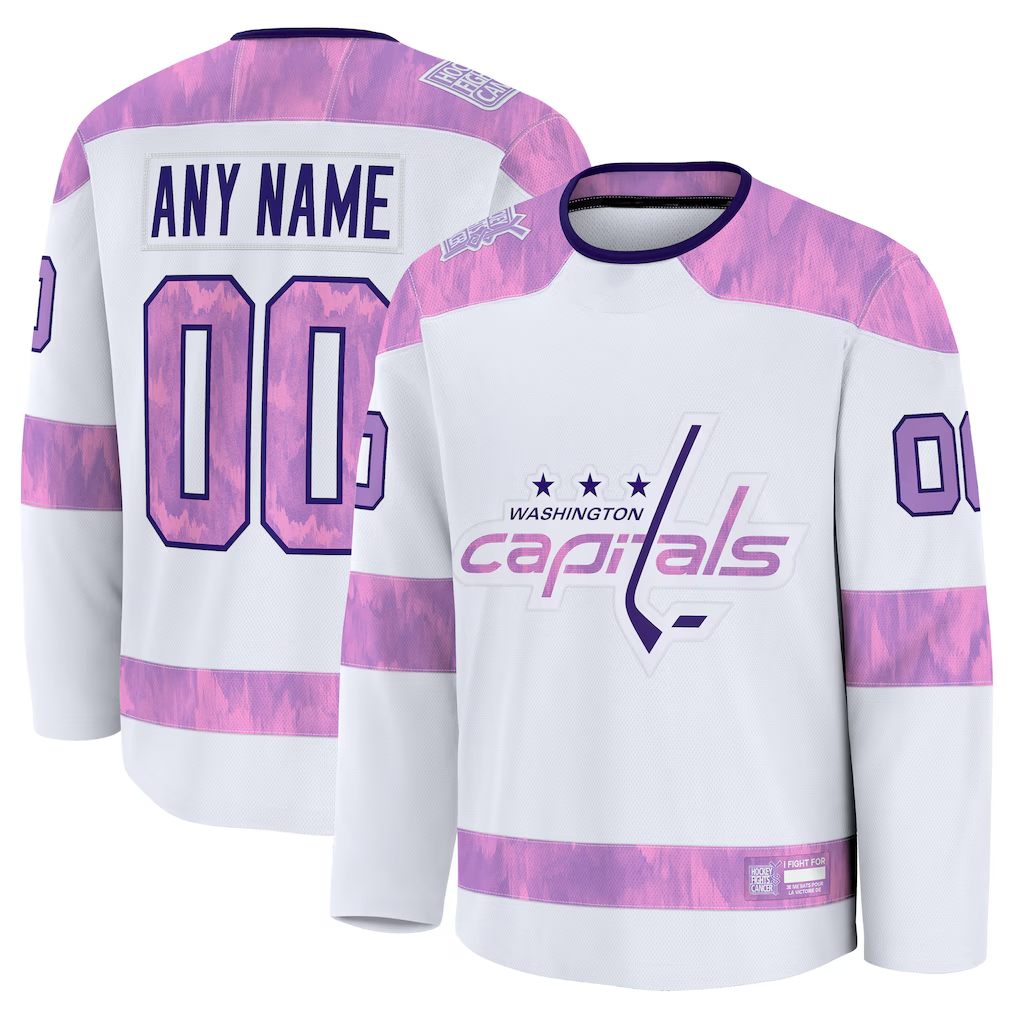 Trusc Custom W.Capitals White 2024 Hockey Fights Cancer Practice Jerseys