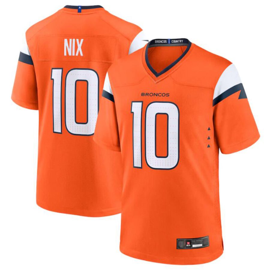 Trusc D.Broncos #10 Bo Nix Orange 2024 Draft First Round Pick Player Game Jersey American Stitched Jerseys