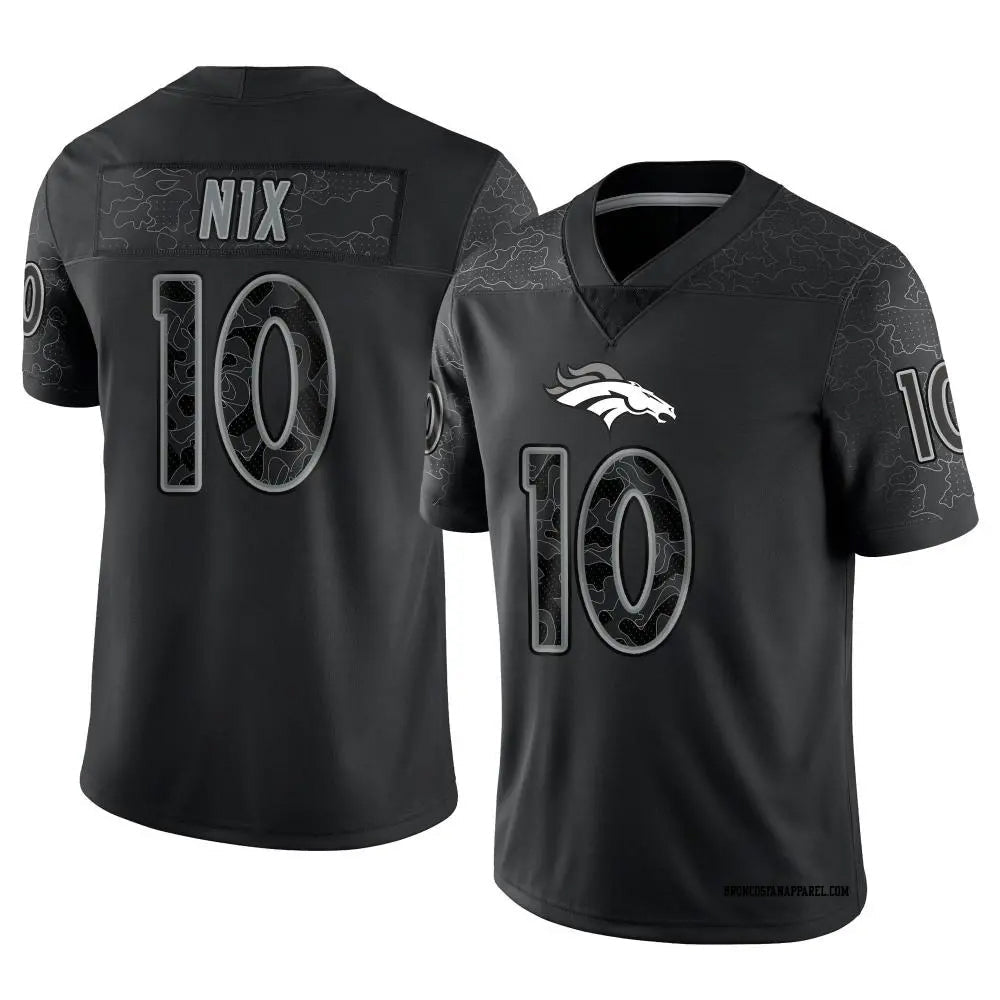Trusc D.Broncos #10 Bo Nix Player Black RFLCTV Limited  Jerseys