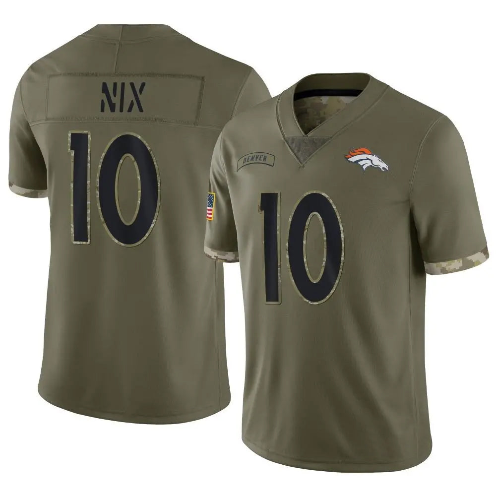 Trusc D.Broncos #10 Bo Nix Player Limited Salute To Service Olive Stitched Jerseys