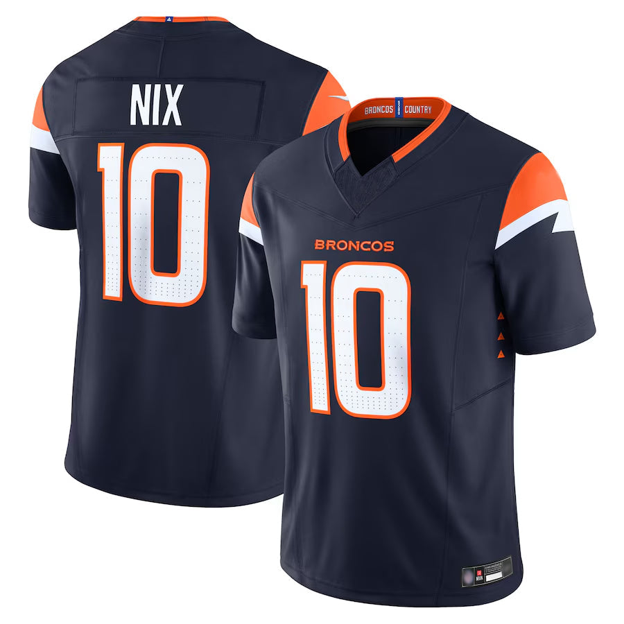 Trusc D.Broncos #10 Bo Nix Player Navy Vapor F.U.S.E. Limited Stitched Jerseys