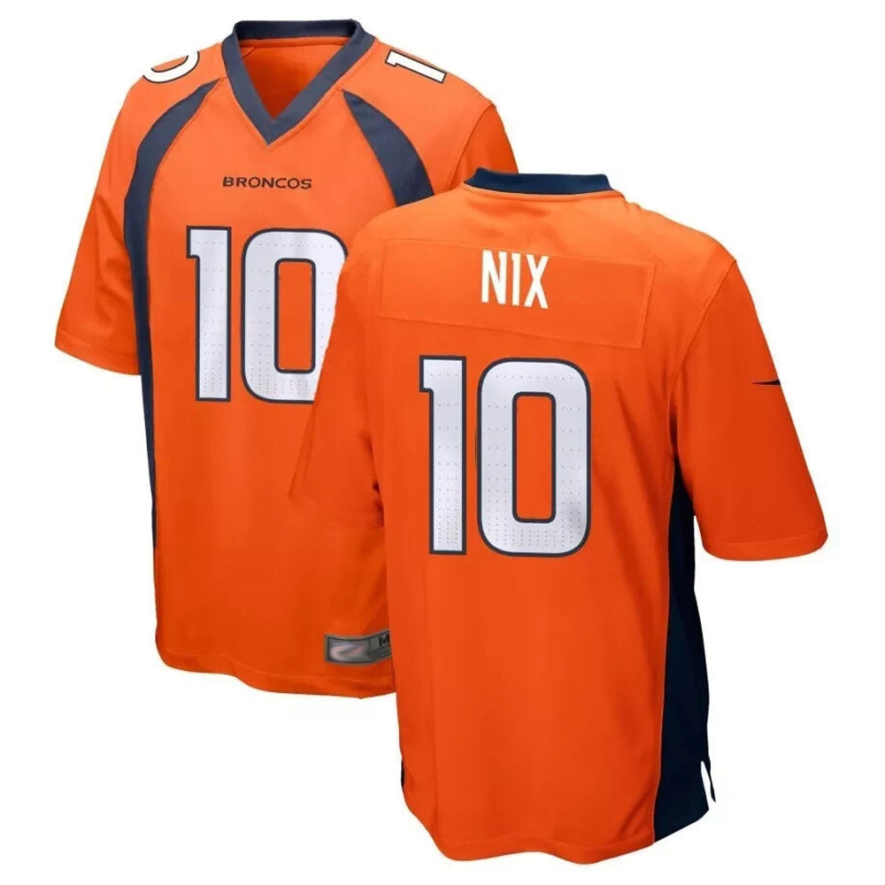 Trusc D.Broncos #10 Bo Nix Player Orange Game Stitched Jerseys