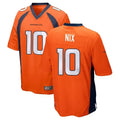 Trusc D.Broncos #10 Bo Nix Player Orange Game Stitched Jerseys