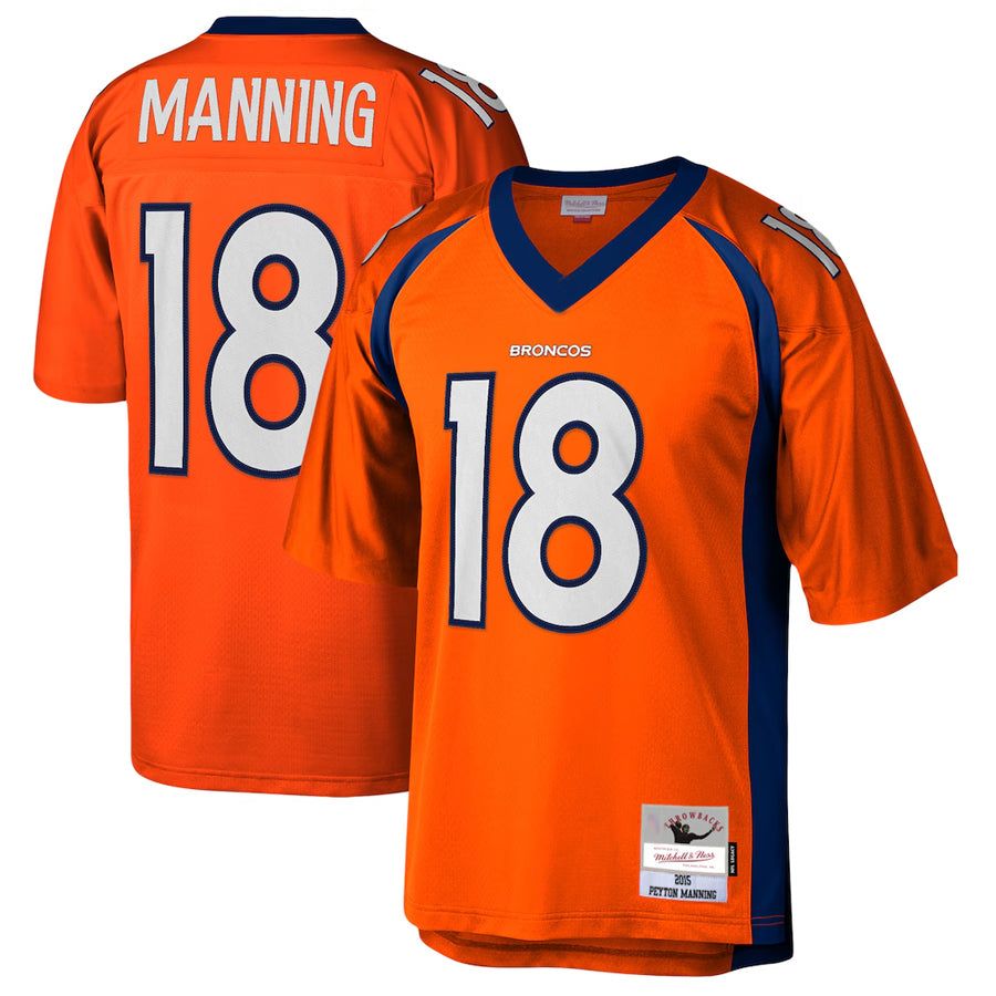 Trusc D.Broncos #18 Peyton Manning Player Mitchell & Ness Orange Legacy Replica Stitched Jerseys