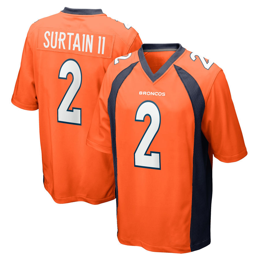 Trusc D.Broncos #2 Patrick Surtain II Player Orange Home Game Football Stitched Jerseys