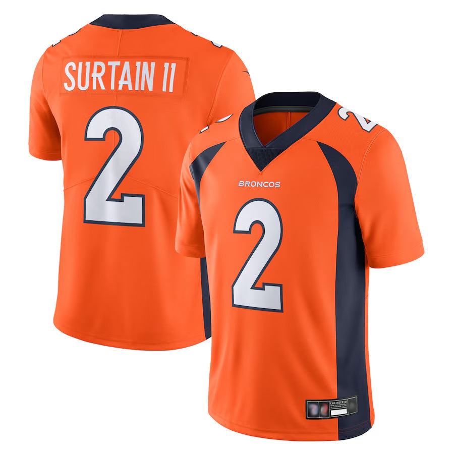 Trusc D.Broncos #2 Patrick Surtain II Player Orange Vapor Untouchable Limited Stitched Jerseys