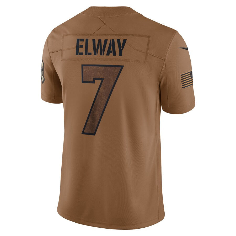 Trusc D.Broncos #7 John Elway Player Brown Salute To Service Limited Stitched Jerseys