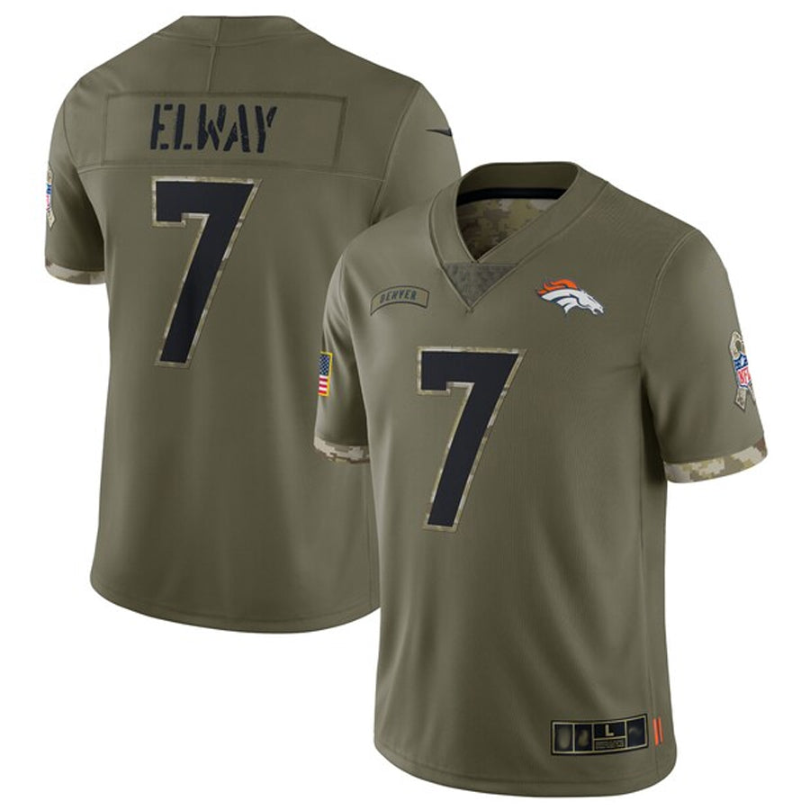 Trusc D.Broncos #7 John Elway Player Limited Salute To Service Olive Stitched Jerseys