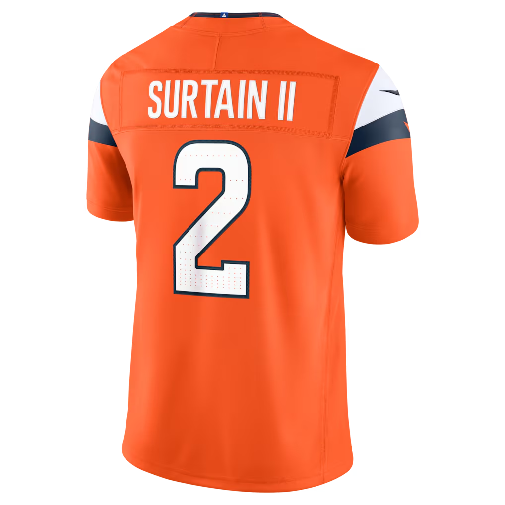 Trusc D.Broncos #2 Patrick Surtain II Orange Team Vapor F.U.S.E. Stitched Limited Jerseys