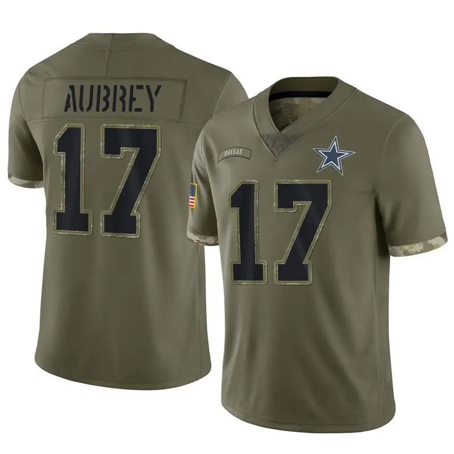 Trusc D.Cowboys #17 Brandon Aubrey Player Salute To Service Olive Stitched Jerseys