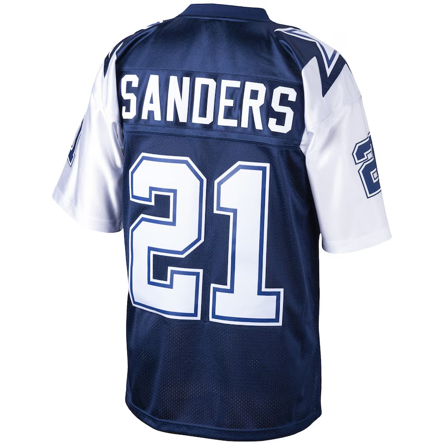 Trusc D.Cowboys #21 Deion Sanders Mitchell & Ness Navy Big & Tall 1995 Retired Player Replica Stitched Jerseys