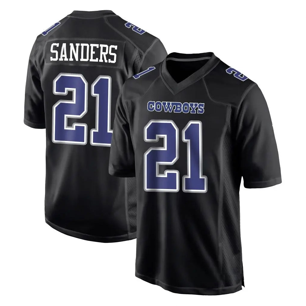 Trusc D.Cowboys #21 Deion Sanders Player Navy Carbon Black Fashion Stitched Jerseys