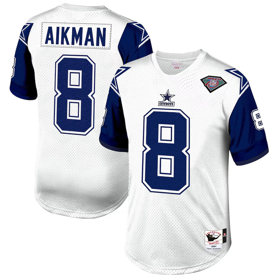Trusc D.Cowboys #8 Troy Aikman Player Mitchell & Ness White 1994 Authentic Throwback Retired Stitched Jerseys
