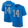 Trusc D.Lions Alternate Game Stitched Jerseys Throwback - Blue - #14 Amon-Ra St. Brown Player