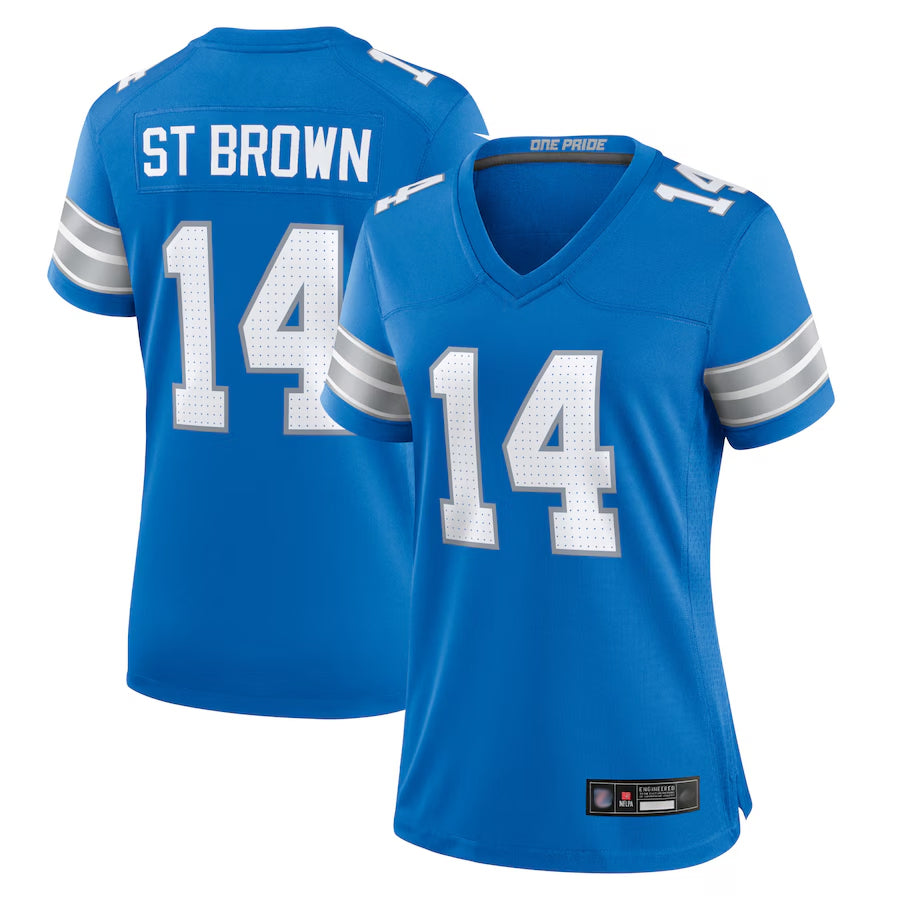 Trusc D.Lions Home Game Stitched Jerseys - Blue - #14 Amon-Ra St. Brown Player