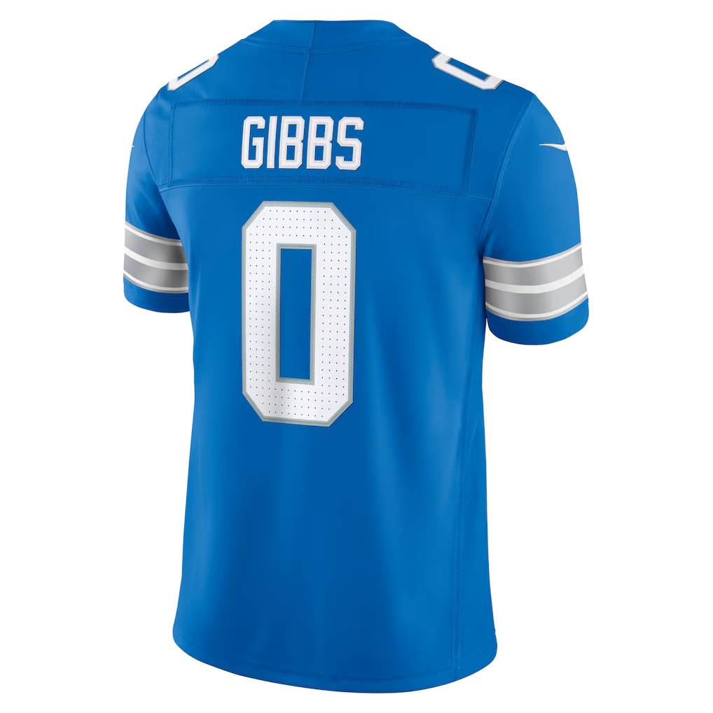 Trusc D.Lions #0 Jahmyr Gibbs Blue Team Vapor F.U.S.E. Stitched Limited Jerseys