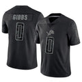 Trusc D.Lions #0 Jahmyr Gibbs Player Black REFLECTIVE Limited Stitched Jerseys