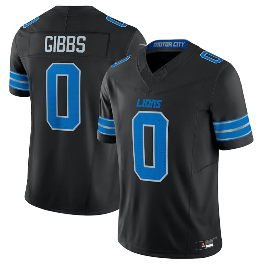 Trusc D.Lions #0 Jahmyr Gibbs Player Black Vapor F.U.S.E. Limited Replica Stitched Jerseys