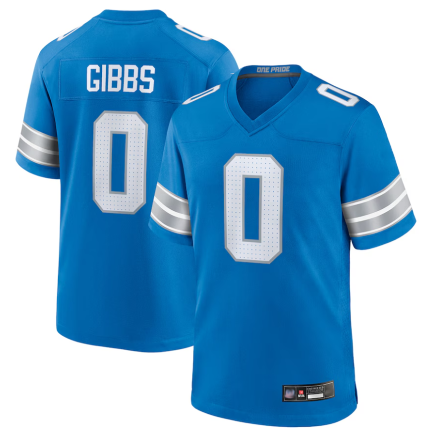 Trusc D.Lions #0 Jahmyr Gibbs Player Blue Replica Game Stitched Jerseys