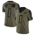 Trusc D.Lions #0 Jahmyr Gibbs Player Salute To Service Olive Stitched Jerseys