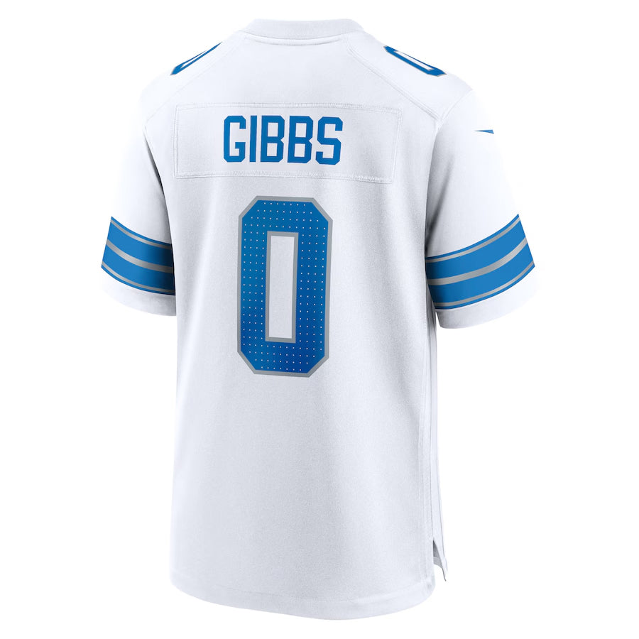 Trusc D.Lions #0 Jahmyr Gibbs Player White Home Game Stitched Jerseys