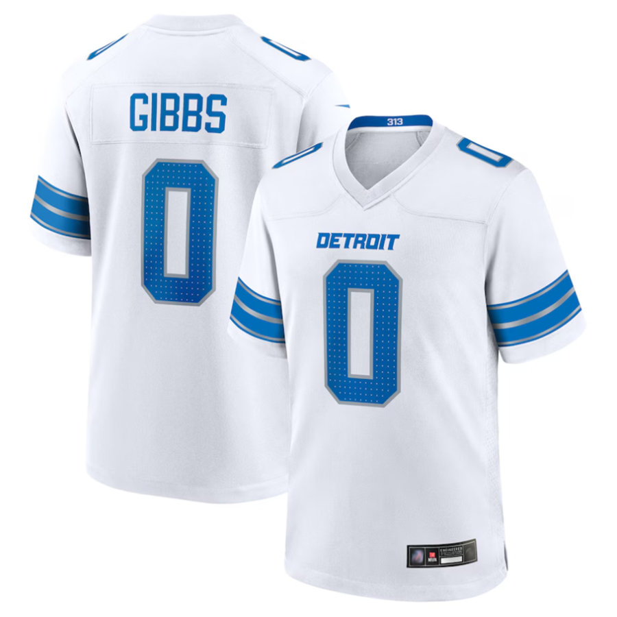 Trusc D.Lions #0 Jahmyr Gibbs Player White Replica Game Stitched Jerseys