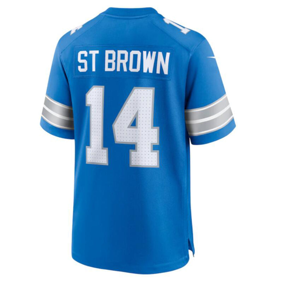 Trusc D.Lions #14 Amon-Ra St. Brown Blue Game Jersey American Stitched Jersey