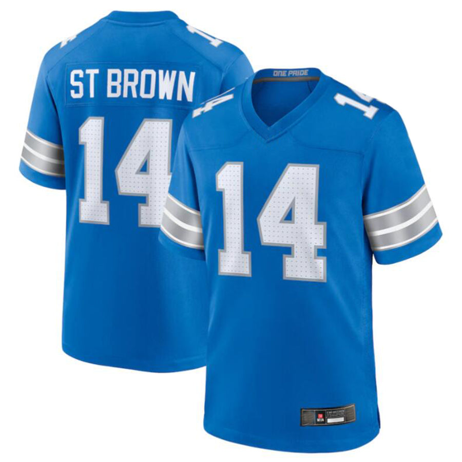 Trusc D.Lions #14 Amon-Ra St. Brown Blue Game Jersey American Stitched Jerseys
