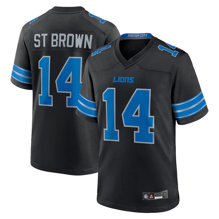 Trusc D.Lions #14 Amon-Ra St. Brown Player Black 2nd Alternate Game Stitched Jerseys
