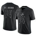 Trusc D.Lions #14 Amon-Ra St. Brown Player Black REFLECTIVE Limited Stitched Jerseys