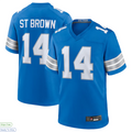 Trusc D.Lions #14 Amon-Ra St. Brown Player Blue Game Stitched Jerseys