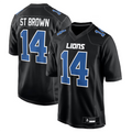 Trusc D.Lions #14 Amon-Ra St. Brown Player Carbon Black Fashion Stitched Jerseys