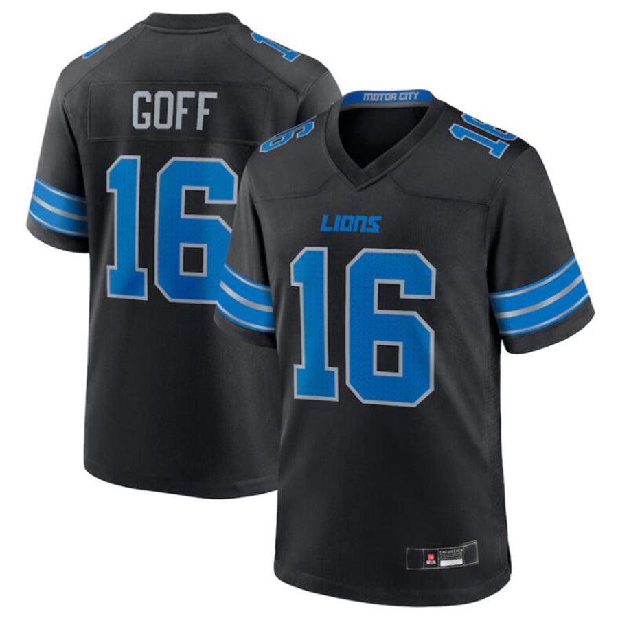 Trusc D.Lions #16 Jared Goff Black 2nd Alternate Game Jersey American Stitched Jerseys