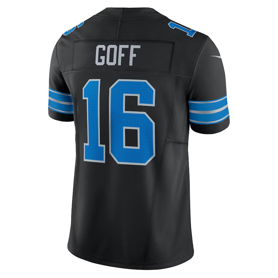 Trusc D.Lions #16 Jared Goff Player Black Vapor F.U.S.E. Limited Stitched Jerseys