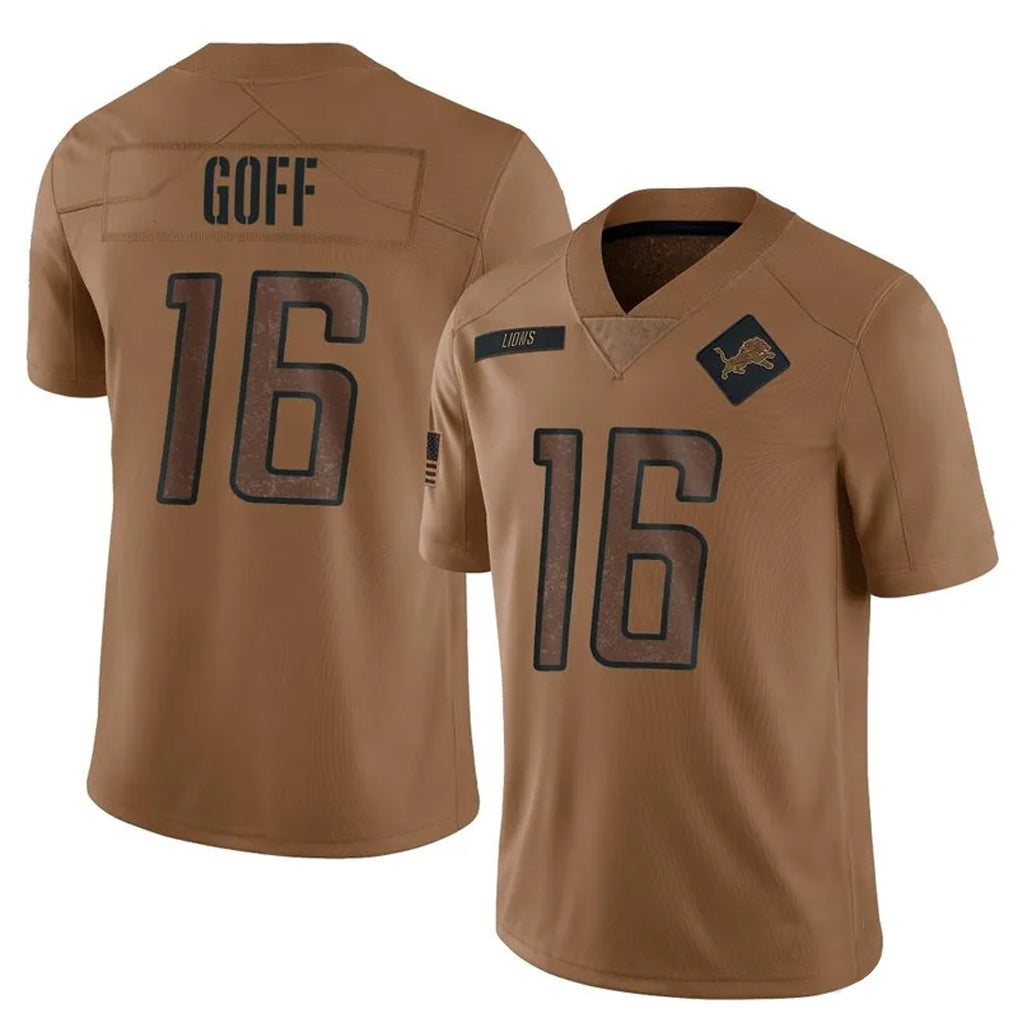 Trusc D.Lions #16 Jared Goff Player Brown Salute To Service Limited Stitched Jerseys