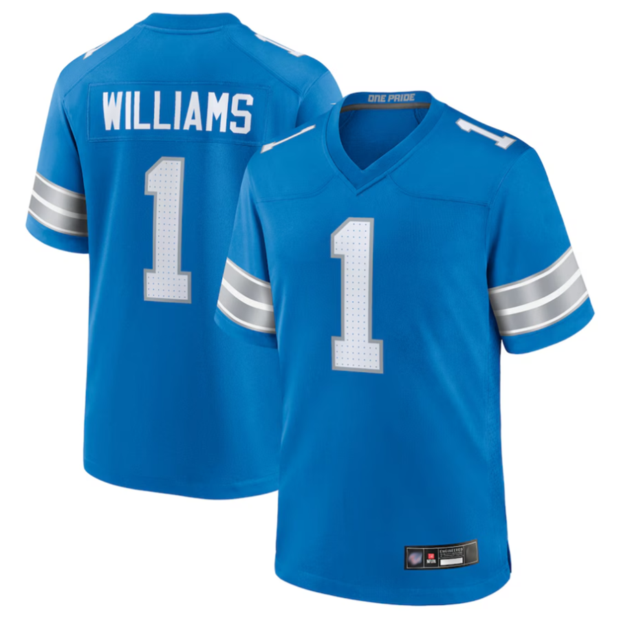 Trusc D.Lions #1 Jameson Williams Player Blue Replica Game Stitched Jerseys
