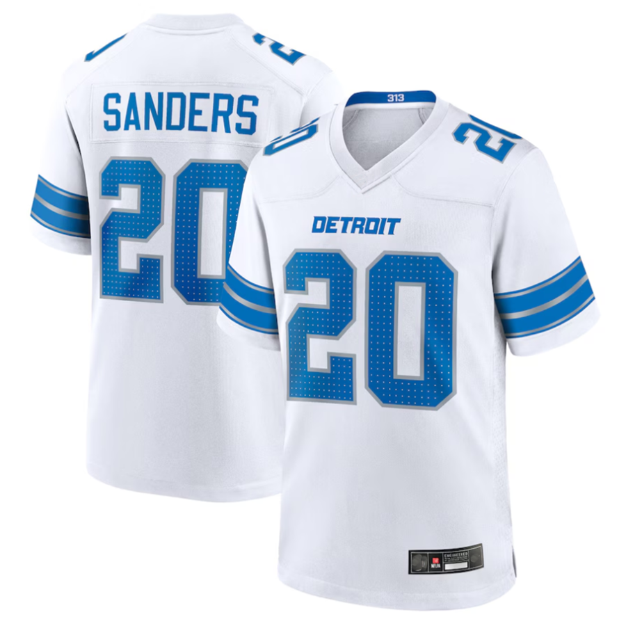 Trusc D.Lions #20 Barry Sanders Player White Game Stitched Jerseys
