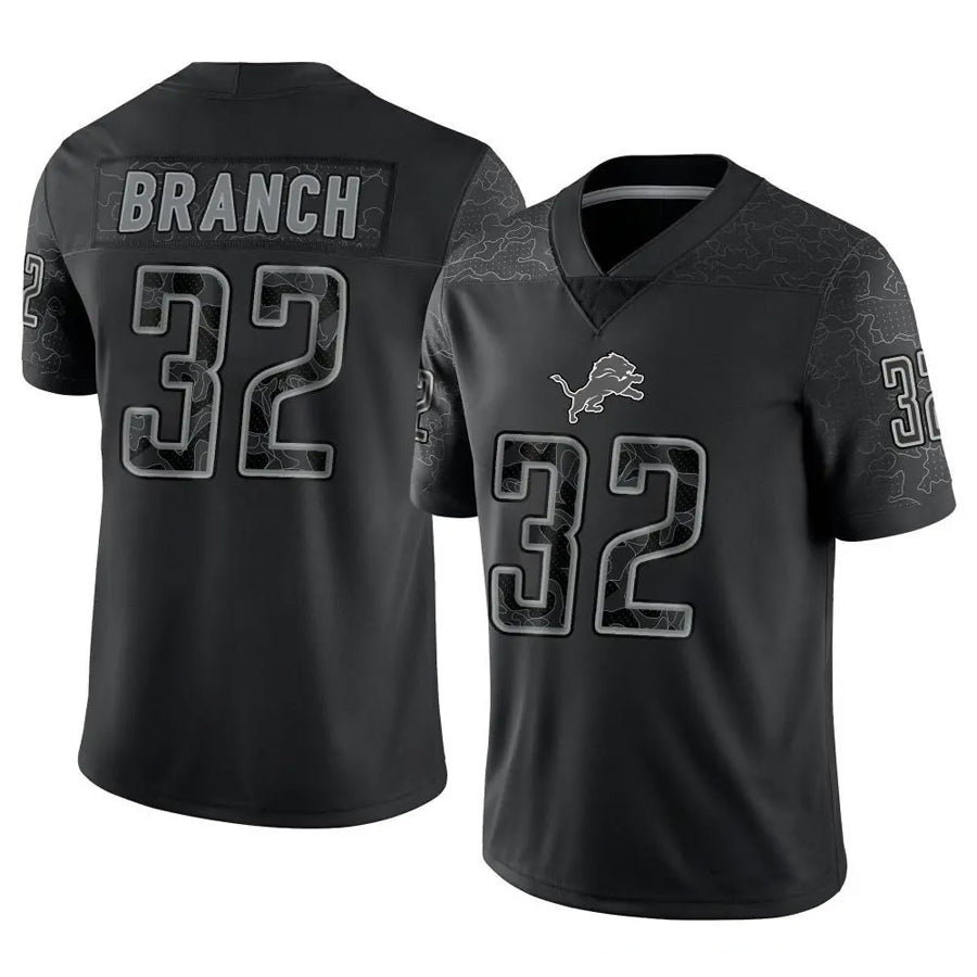 Trusc D.Lions #32 Brian Branch Player Black REFLECTIVE Limited Stitched Jerseys