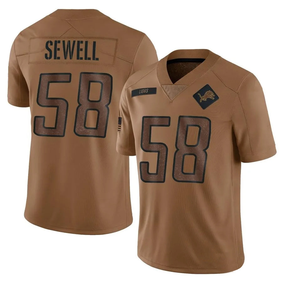 Trusc D.Lions #58 Penei Sewell Player Brown Salute To Service Limited Stitched Jerseys