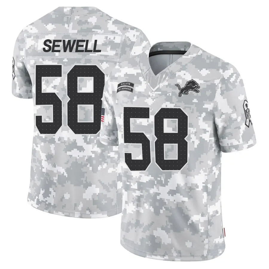 Trusc D.Lions #58 Penei Sewell Player Salute to Service Limited Arctic Camo Stitched Jerseys