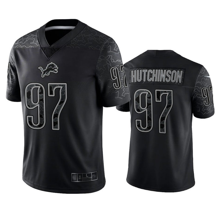 Trusc D.Lions #97 Aidan Hutchinson Player Black REFLECTIVE Limited Stitched Jerseys