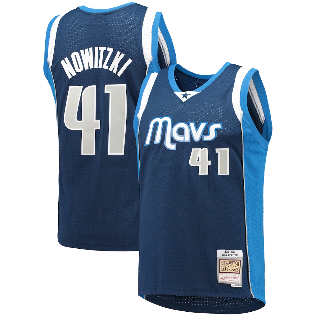 Trusc D.Mavericks Mitchell & Ness #41 Dirk Nowitzki Navy Dallas Mavericks 2011-2012 Hardwood Classics Swingman Stitched Jerseys