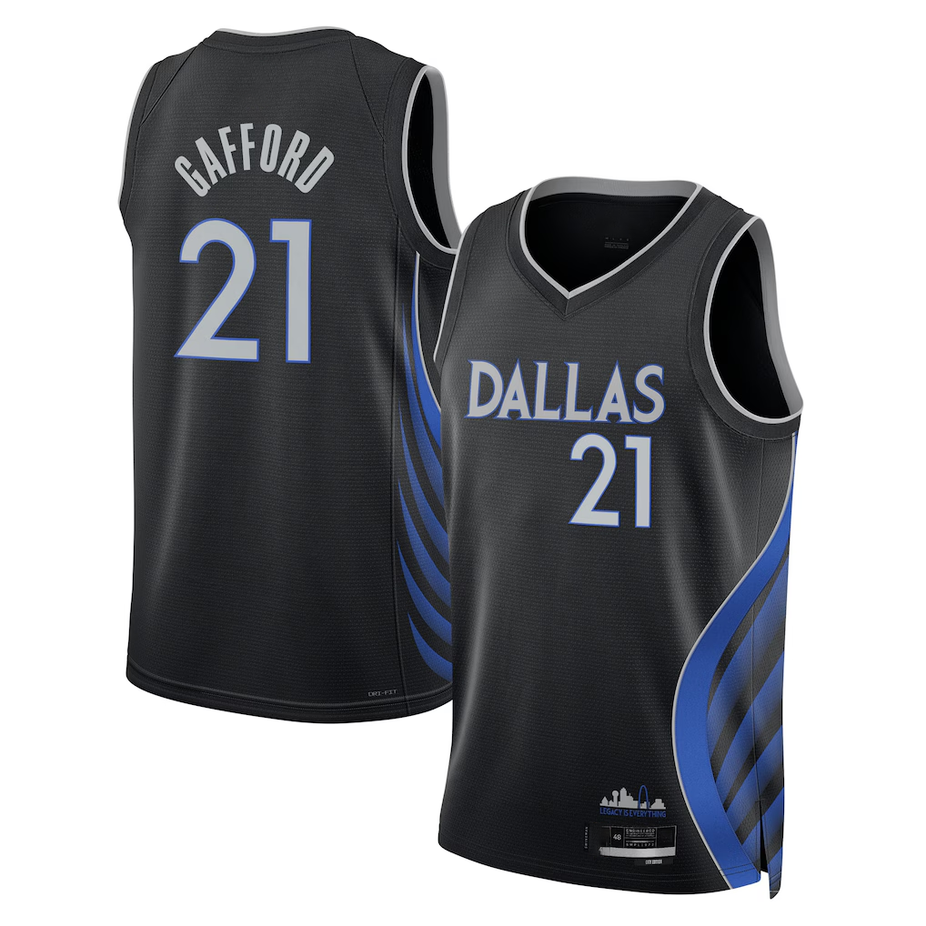 Trusc D.Mavericks #21 Daniel Gafford Black 2025-2026 City Edition Swingman Stitched Jerseys