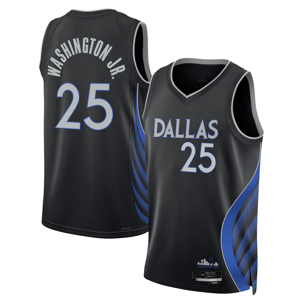 Trusc D.Mavericks #25 P.J. Washington Jr. Black 2025-2026 City Edition Swingman Stitched Jerseys