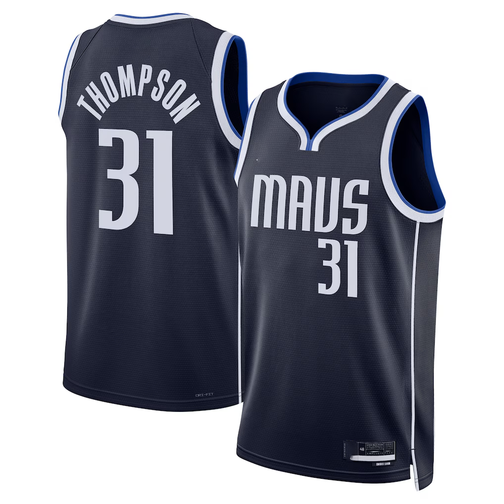 Trusc D.Mavericks #31 Klay Thompson Navy Statement Edition Swingman Stitched Jerseys