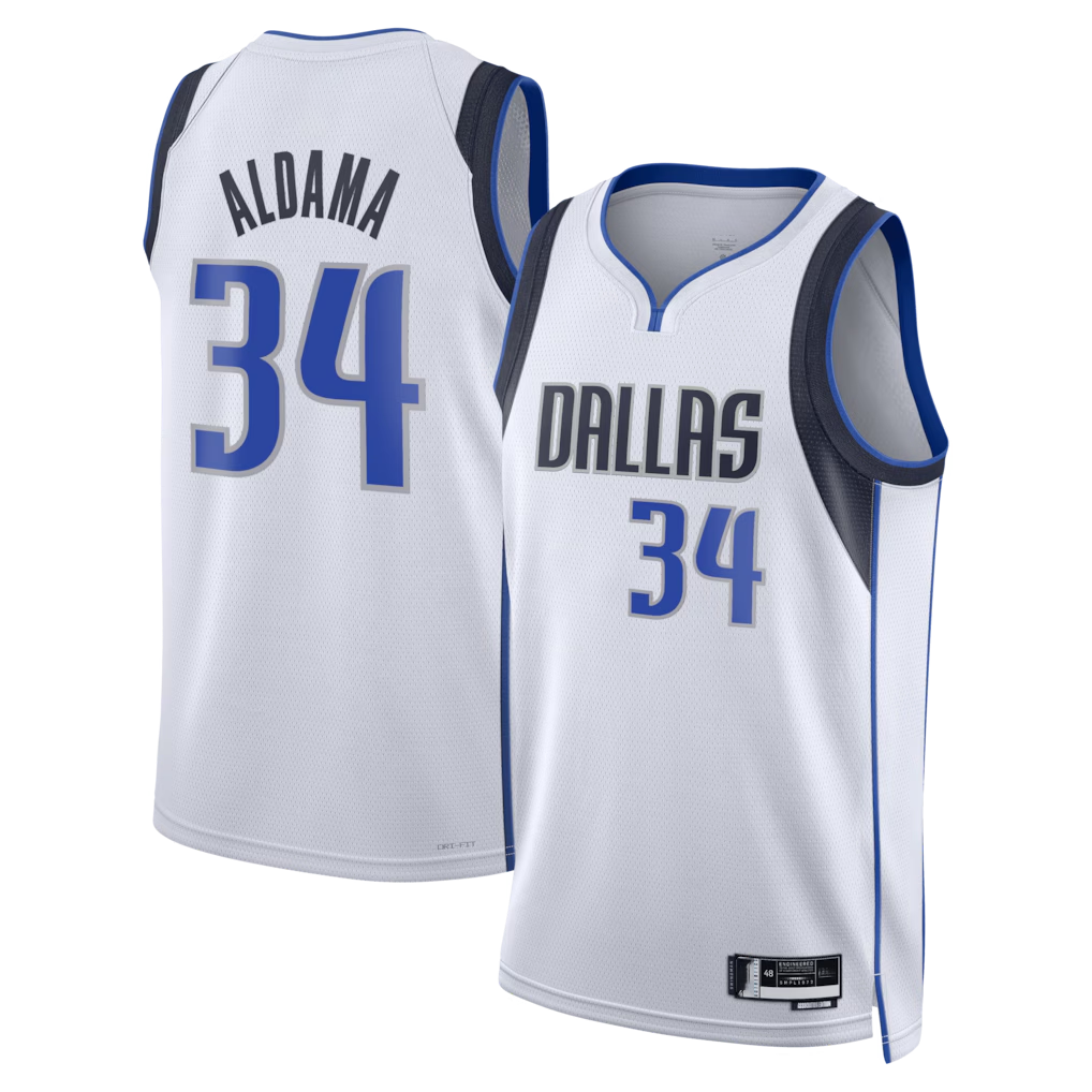 Trusc D.Mavericks #34 White Santi Aldama Association Edition Swingman Stitched Jerseys