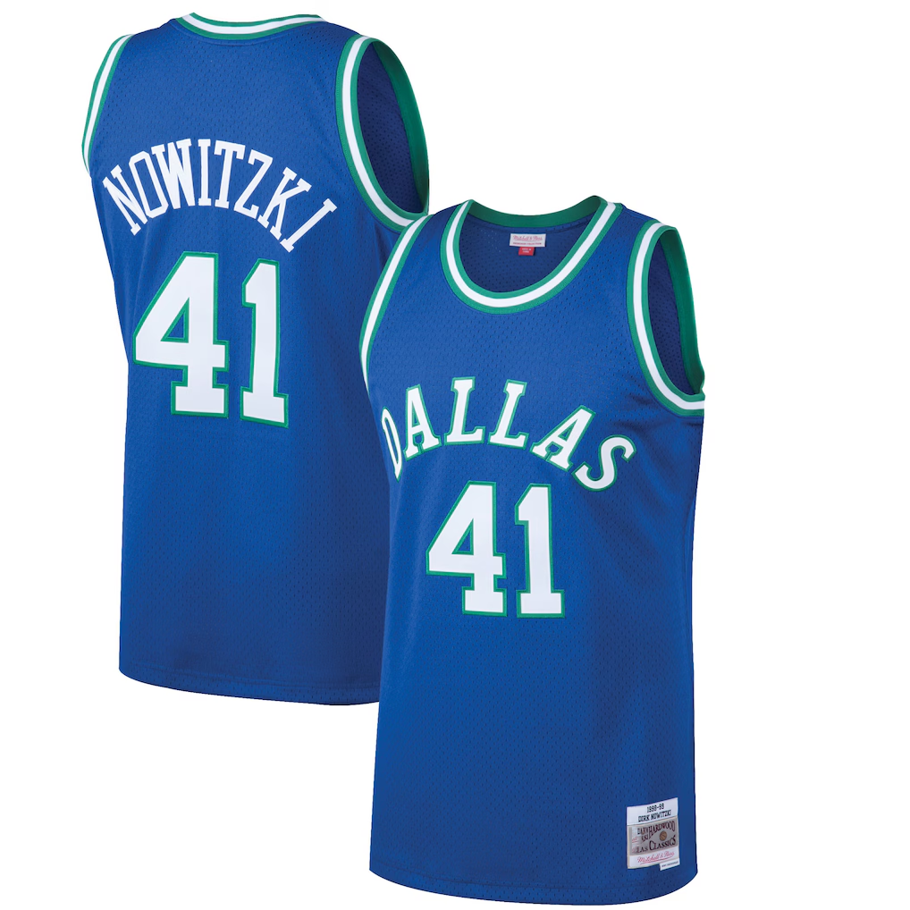 Trusc D.Mavericks #41 Dirk Nowitzki Mitchell & Ness Blue 199899 Hardwood Classics Swingman Jerseys