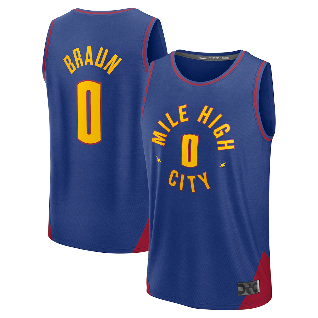 Trusc D.Nuggets #0 Christian Braun Blue Fast Break Replica Player Jerseys - Statement Edition