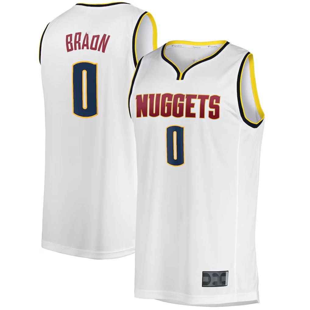 Trusc D.Nuggets #0 Christian Braun  White Fast Break Player Jerseys - Association Edition